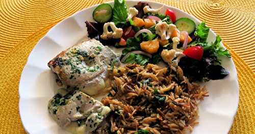 Escalopes de porc en portefeuille, poire et fromage +