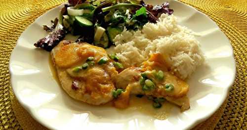 Escalopes de poulet aux nectarines, sauce crème + 