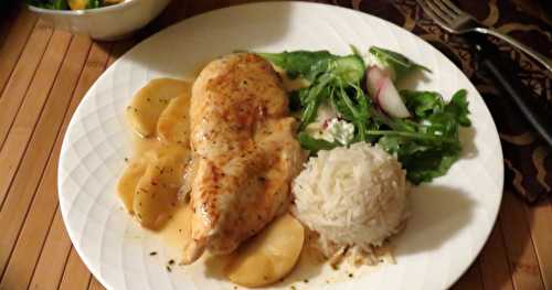 Escalopes de poulet poêlées aux pommes + bis 