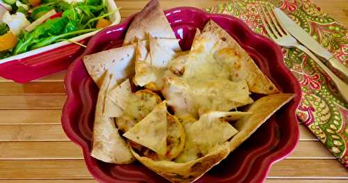 Étagés de poulet cuit, façon nachos 