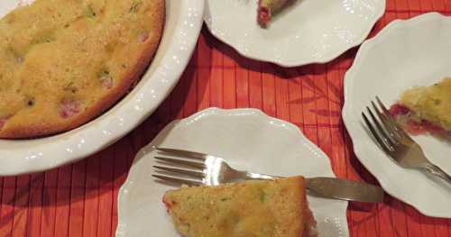 Fausse tarte amandine, courgette, lime et framboises 