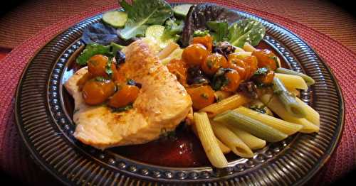 Filets de truite à la compote de tomates cerises