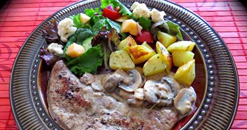 Foie de veau poêlé, sauce aux champignons