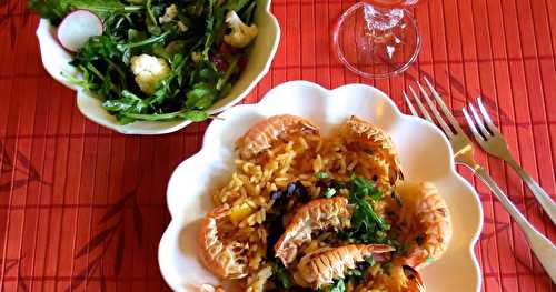 Langoustines bbq au pastis sur riz aux herbes + 