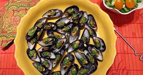 Moules au pesto de roquette + 