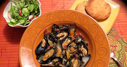 Moules aux bettes à carde, sauce cari-coco + 