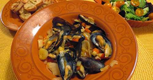 Moules aux légumes et au safran