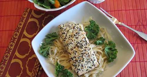 Pavés de saumon au wasabi en croûte de sésame 