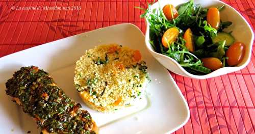 Pavés de saumon bbq à la marocaine + Couscous à la clémentine +