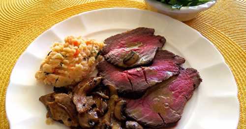 Petit rôti de filet de boeuf, sauce aux deux champignons +