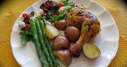 Poulet en crapaudine au beurre de coriandre et de citron confit +