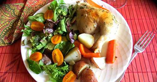 Poulet entier au beurre d’herbes et aux légumes +