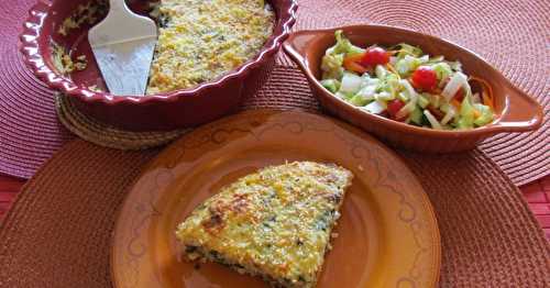 Quiche sans croûte, riz, épinards et tomates séchées