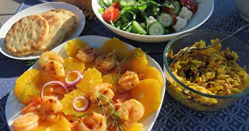 Salade de crevettes et de saumon fumé à l’orange + 