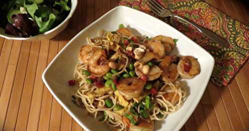 Sauté de crevettes, façon pad thaï + 