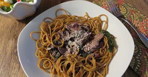 Spaghettis au canard confit + 