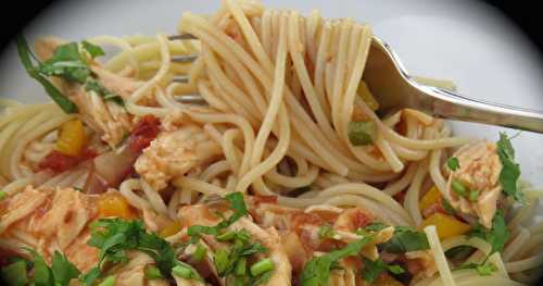 Spaghettis au poulet cuit, version express 