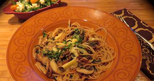 Spaghettis aux deux champignons 