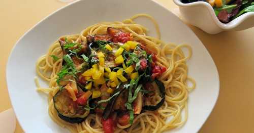 Spaghettis aux légumes grillés +