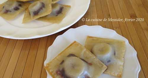 Won ton dessert, banane et chocolat