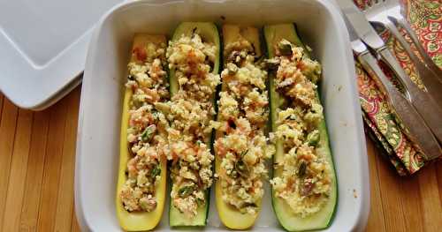 Courgettes farcies au saumon fumé + 