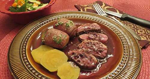 Poitrine de canard au vin rouge épicé + 