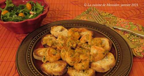 Crevettes au pesto crémeux de tomates séchées 