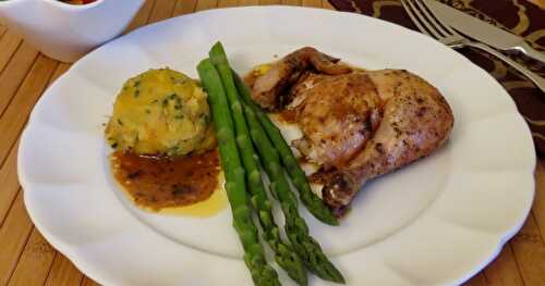 Poulet aux herbes, sauce érable et moutarde + 