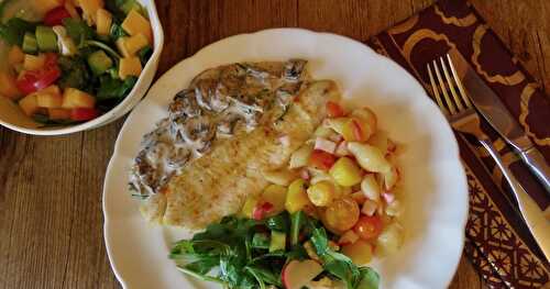 Filets de doré, sauce aux champignons et à l’estragon + bis