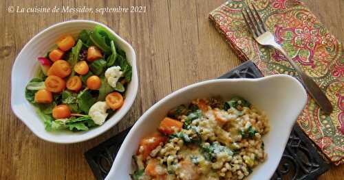 Gratin d’orge aux champignons et à la patate douce + 