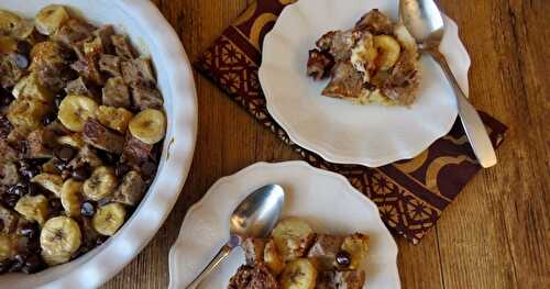 Pouding au pain, aux bananes et au chocolat 