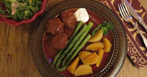 Boulettes aux merguez, sauce au vin rouge + 