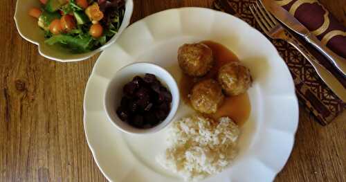 Boulettes de porc, sauce aux saveurs de pomme + 