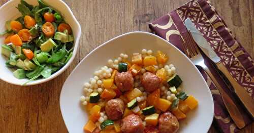 Saucisses de Toulouse aux légumes grillés + 