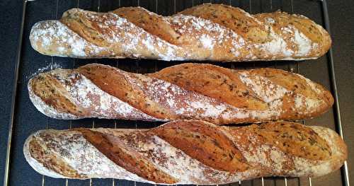 Baguettes aux graines de sésame, aux graines de lin brun et au levain