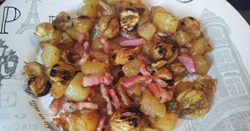 Poêlée de pommes de terre, châtaignes et lardons