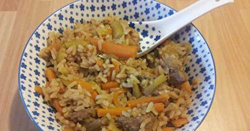 Poêlée de riz aux légumes et au veau
