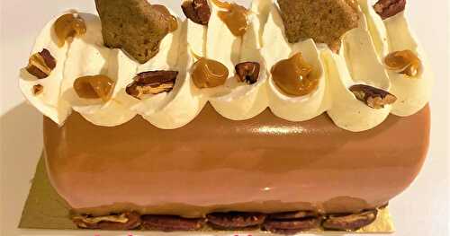 Bûche banane caramel et noix de pécan