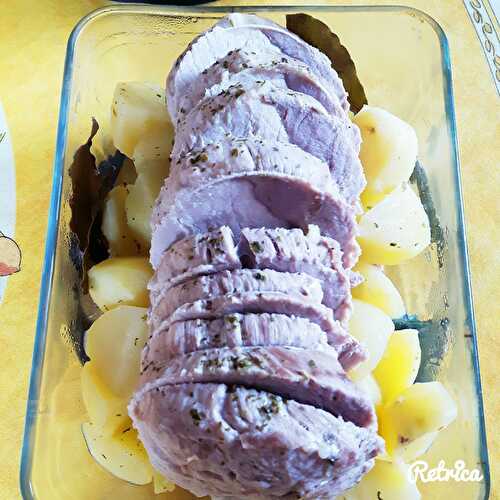 FILET DE PORC VAPEUR, POMMES DE TERRE, ACCOMPAGNEE DE SA FONDUE DE POIREAUX ( THERMOMIX)