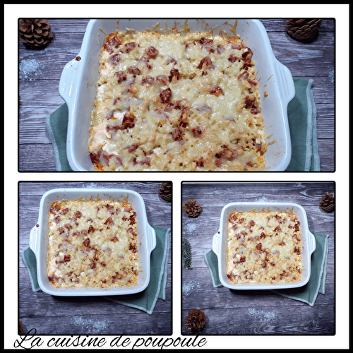 Gratin de crozet, beaufort et chorizo