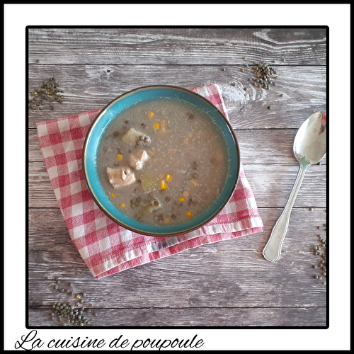 Soupe lentilles, poulet