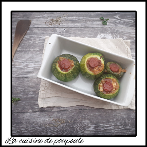 Courgettes rondes farcies au chèvre frais et au chorizo