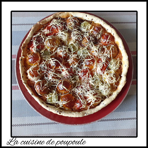 Tarte aux tomates cerises, à la mozzarella et pesto roso