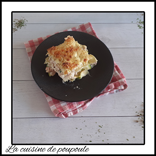 Lasagnes aux courgettes, jambon et poulet à la crème