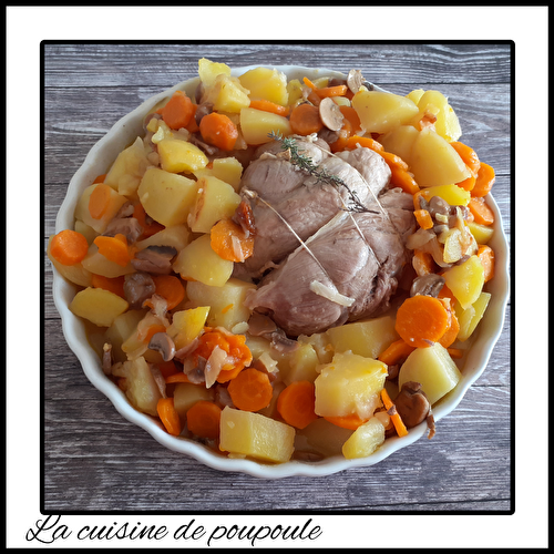 Rôti de porc pommes de terre, carottes et champignons au Cookeo