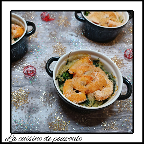 Cassolette d’épinards aux crevettes