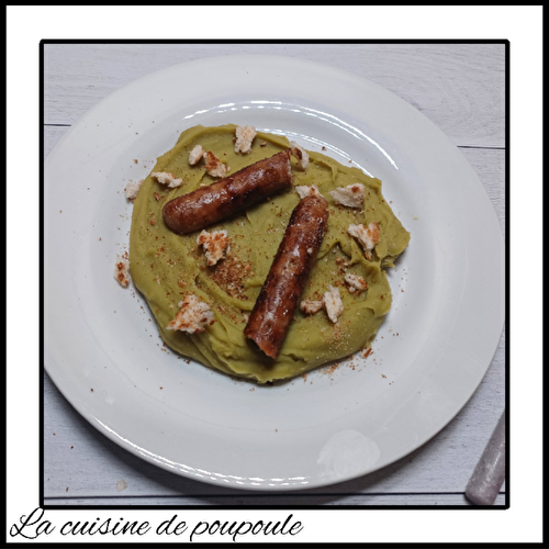 Purée de Pois cassés et chipolatas grillées