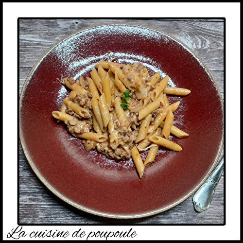 Penne au bœuf haché et fromage