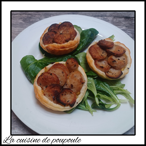 Tartelettes feuilletées aux pommes et boudin blanc