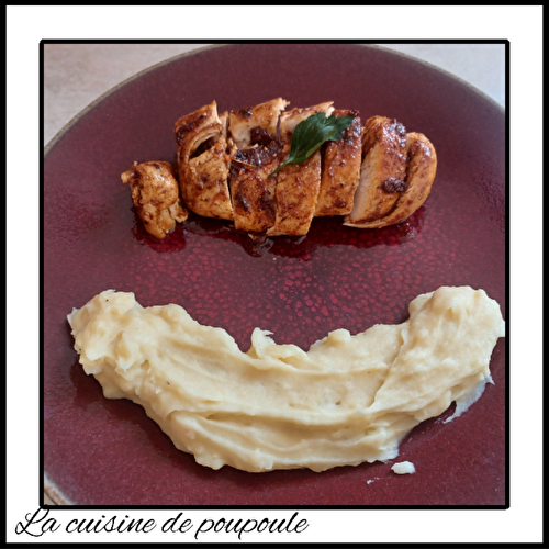 Volaille rôtie aux épices saté, purée vanille de Cyril Lignac